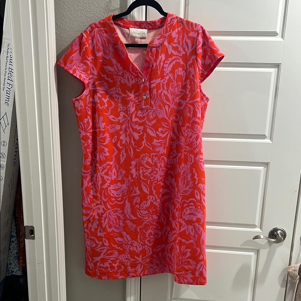 Vibrant Red and Pink Asymmetrical Dress